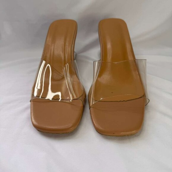 Sandal Clear Heels for Women Clear Strappy Square Open Toe Size 7.5 - Picture 6 of 8
